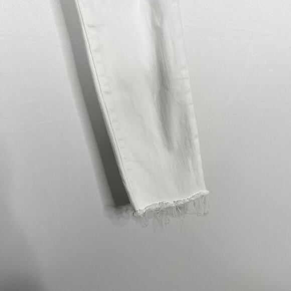 Frame Womens 24 White Blanc Le High Skinny Jeans Fray Hem Cotton Stretch Denim - Picture 5 of 11